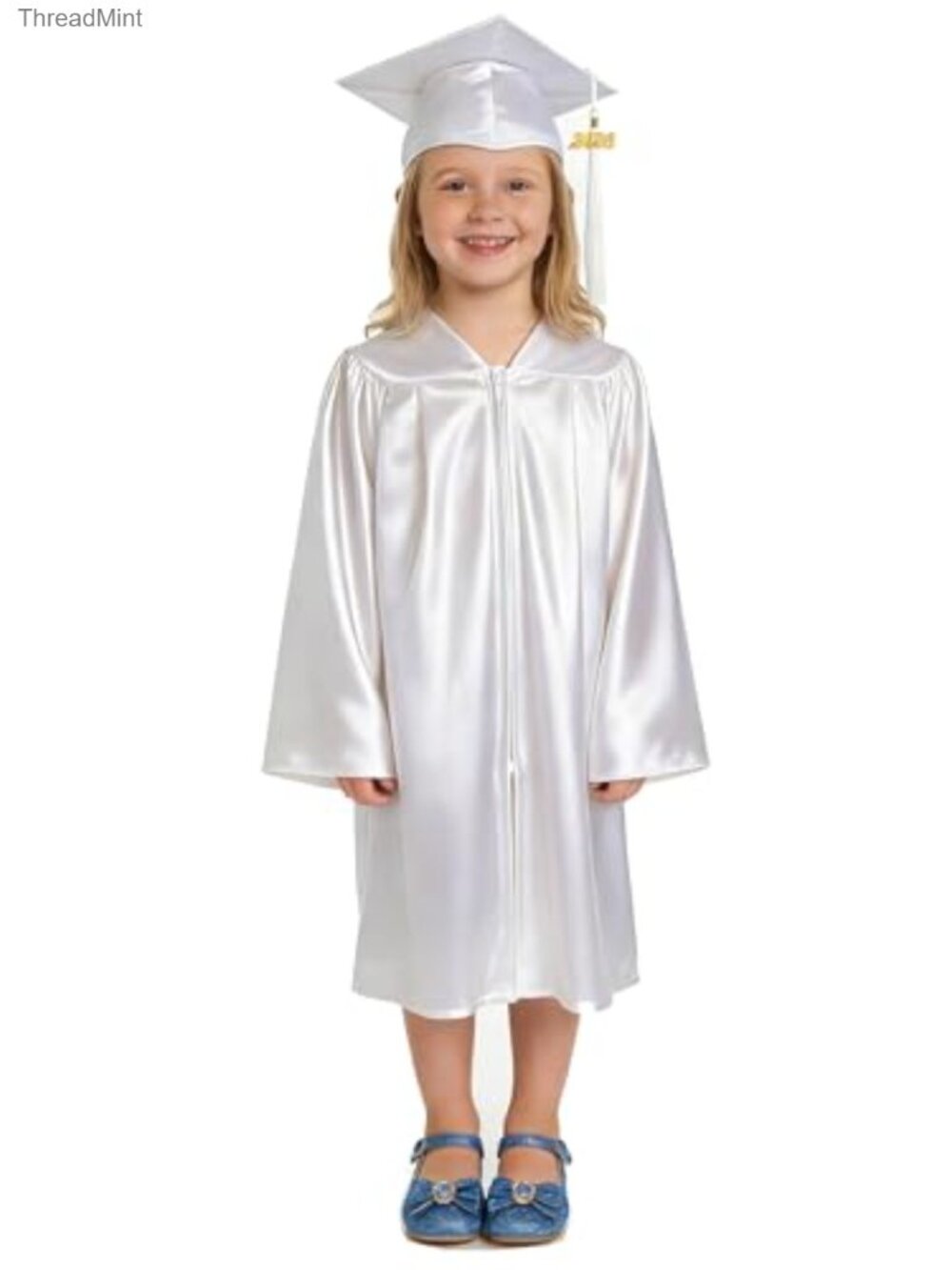 Kids Graduation Cap & Gown Set 2026 Tassel Shiny Polyester Preschool
